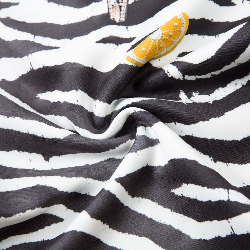 Wide-Leg Zebra Print Emblems Pants