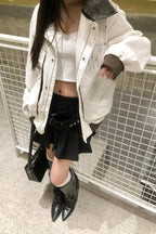 Ivory Contrast Stitch Utility Jacket