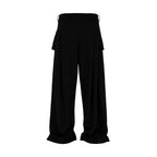Black Abstract Drape Pants