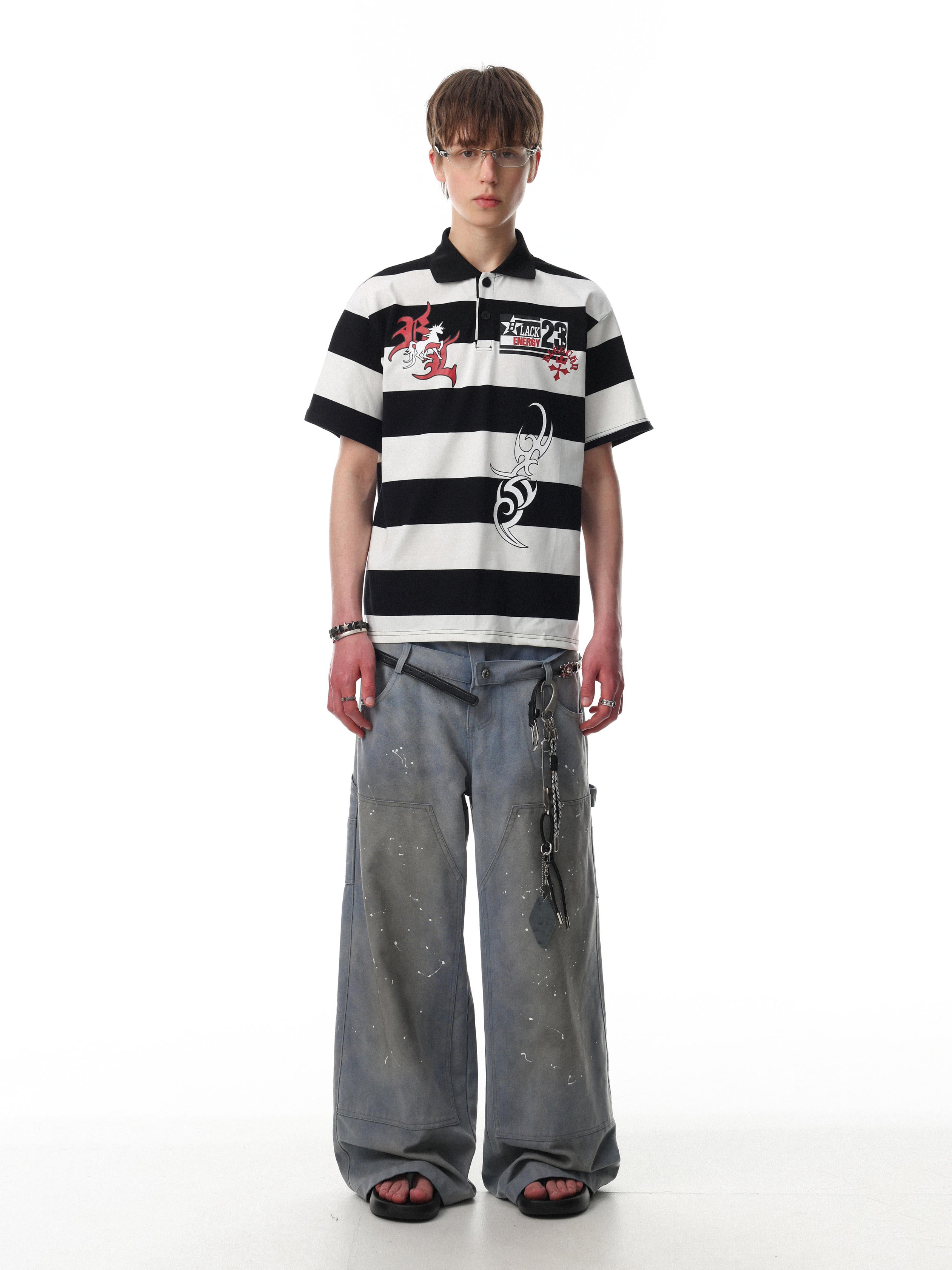 Rogue Stripe Graphic Polo T-shirt