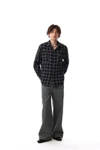 Distressed Plaid Flannel Shirt