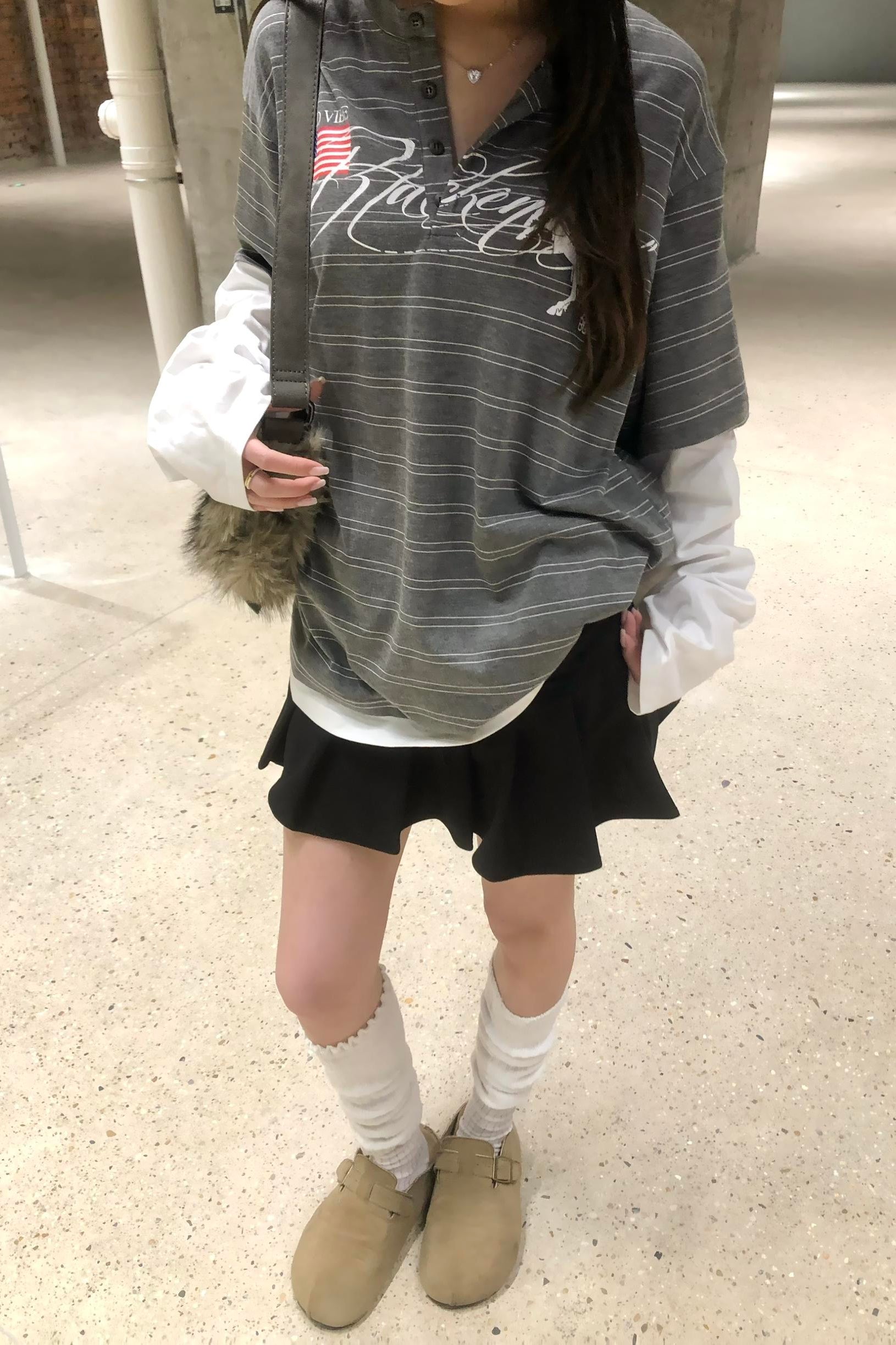 Bypass Layered Henley Long Sleeve T-shirt