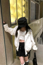 Ivory Contrast Stitch Utility Jacket
