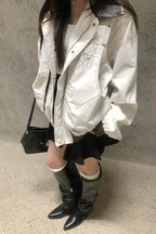 Ivory Contrast Stitch Utility Jacket