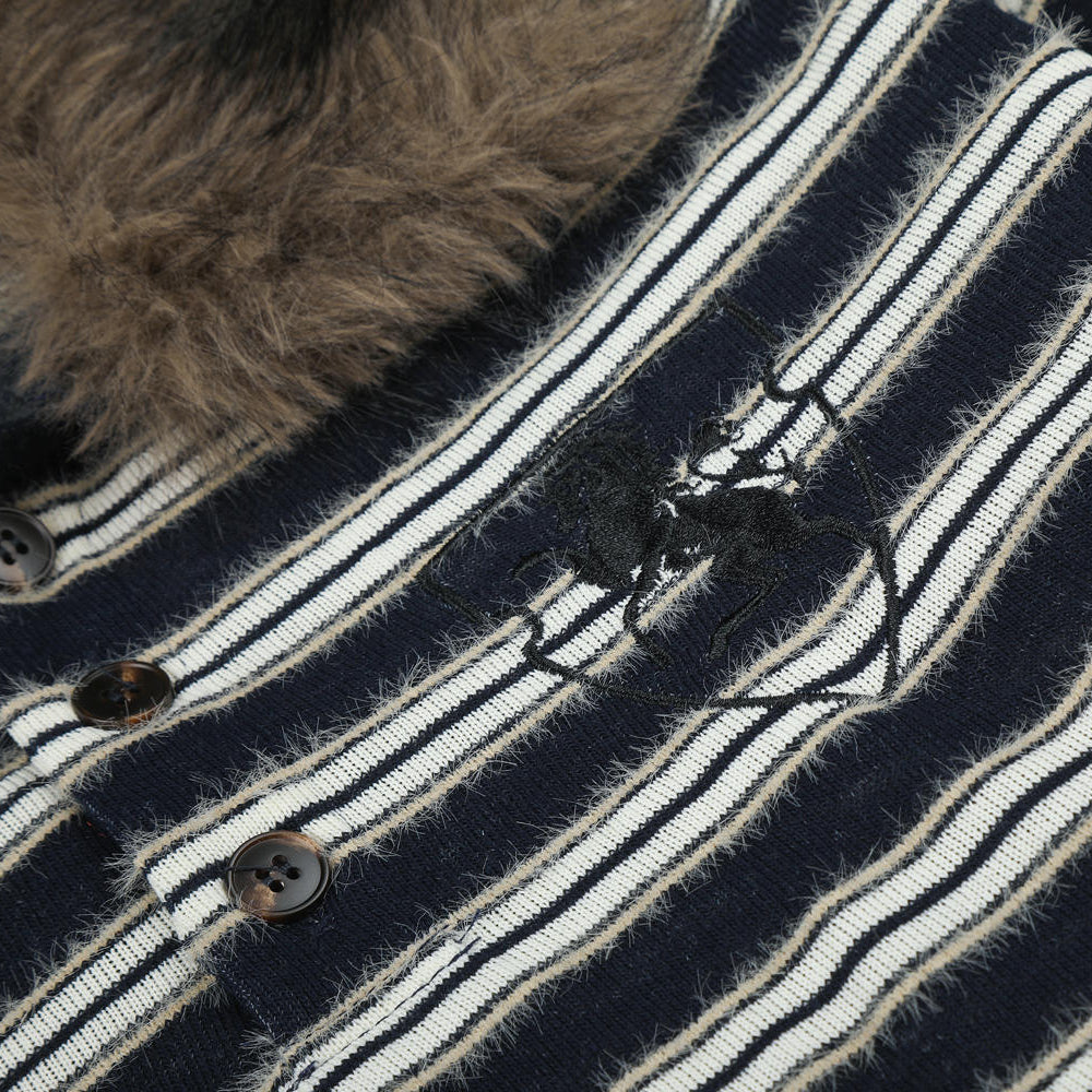 Meridian Fur Collar Long Sleeve Polo