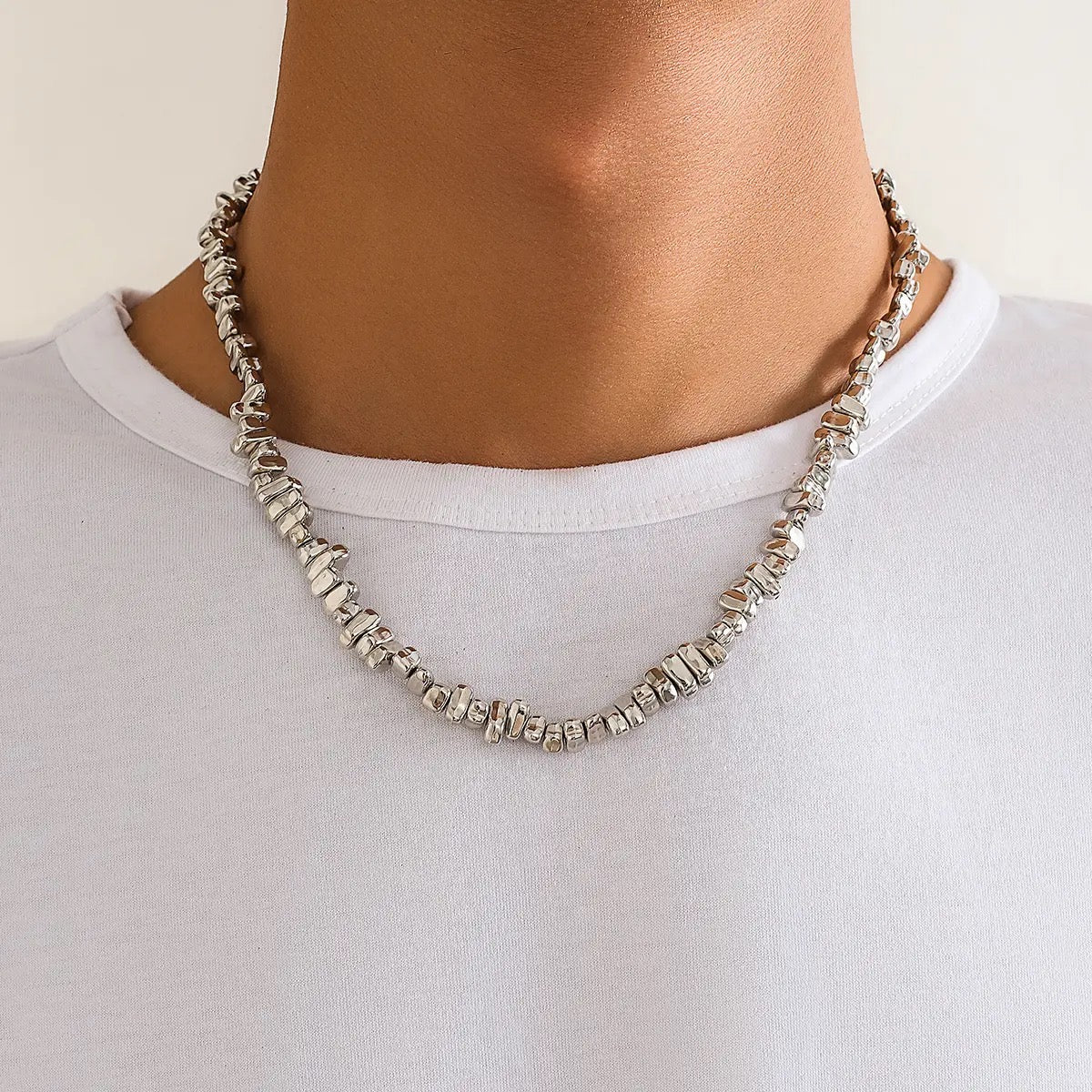 Silver Stone Beaded Necklace