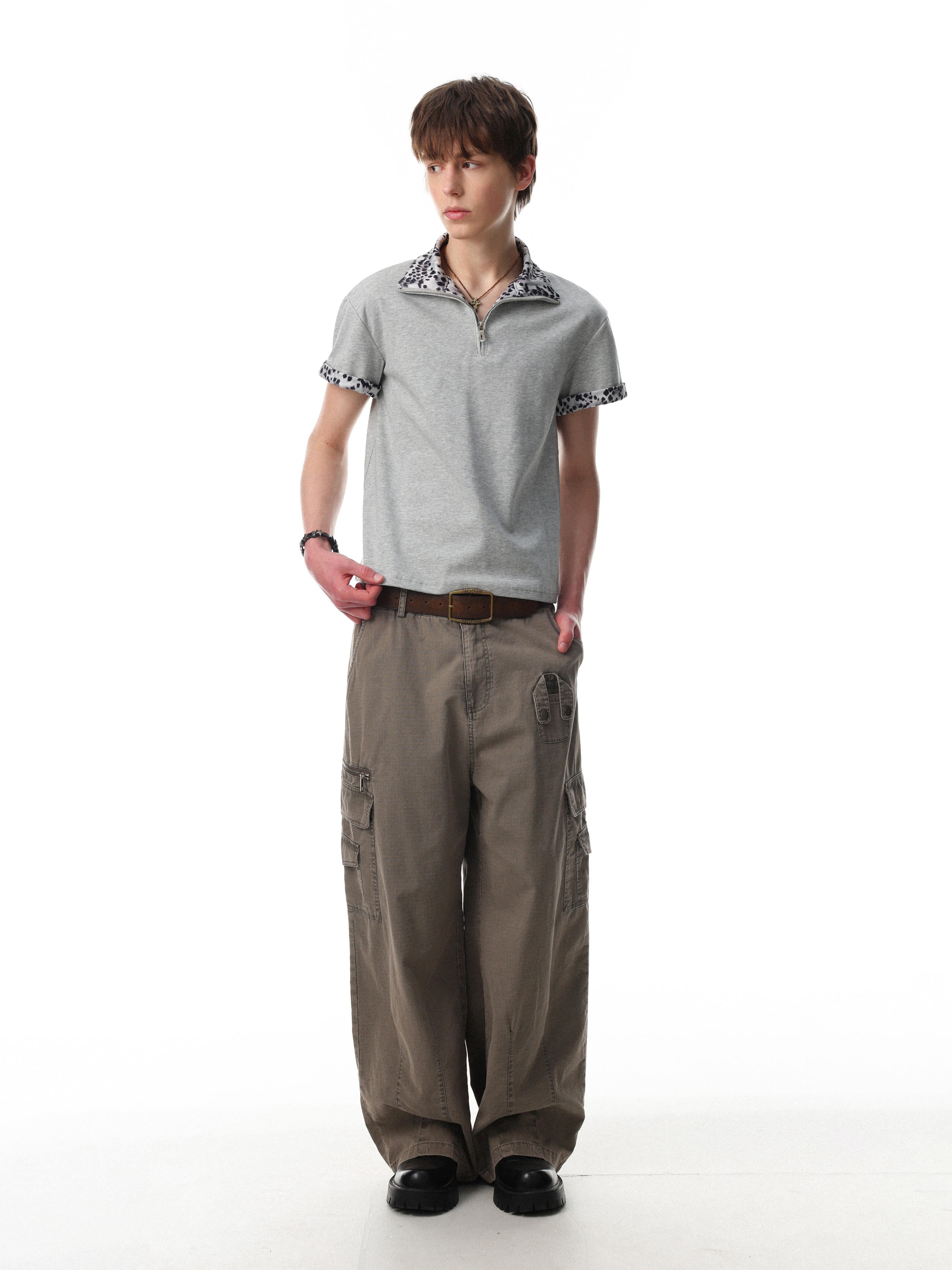 The Arctic Leopard Zip Polo T-Shirt