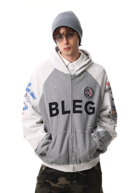 Bleg Varsity Patch Zip Hoodie