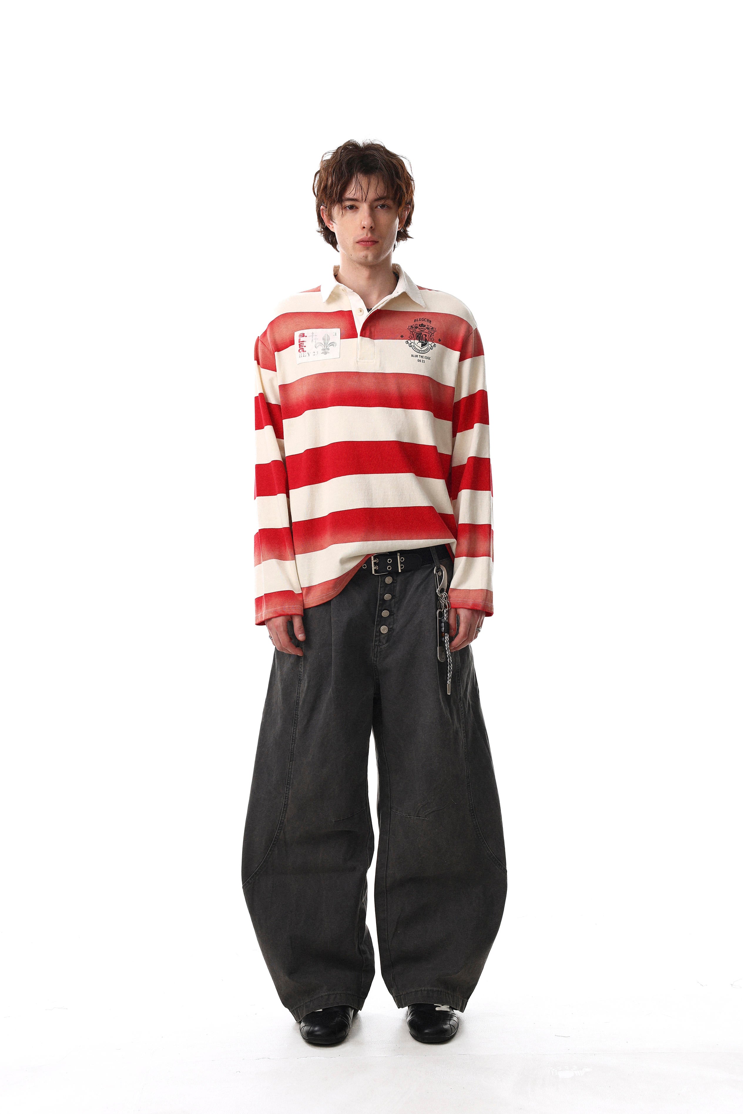 Oxford Stripe Long Sleeve Polo