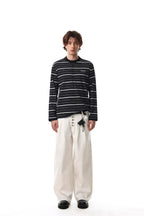 Mono Stripe Henley Long Sleeve