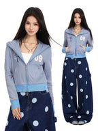 Rosette Striped Funnel Hoodie