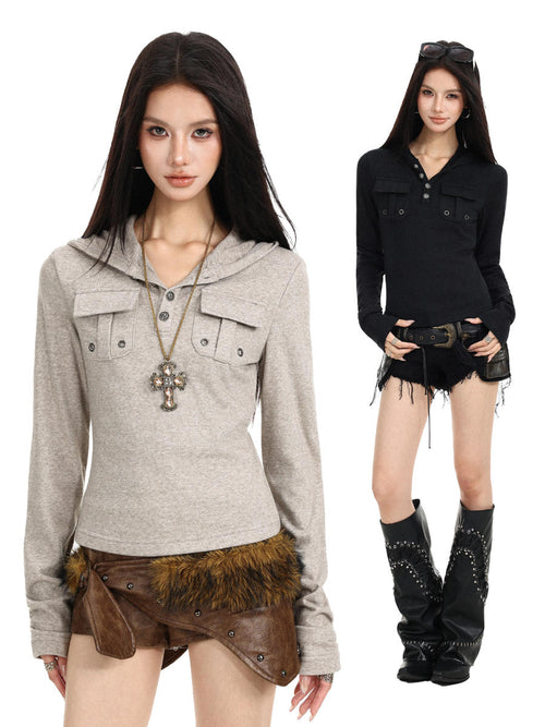 Sahara Grommet Hooded Long Sleeve