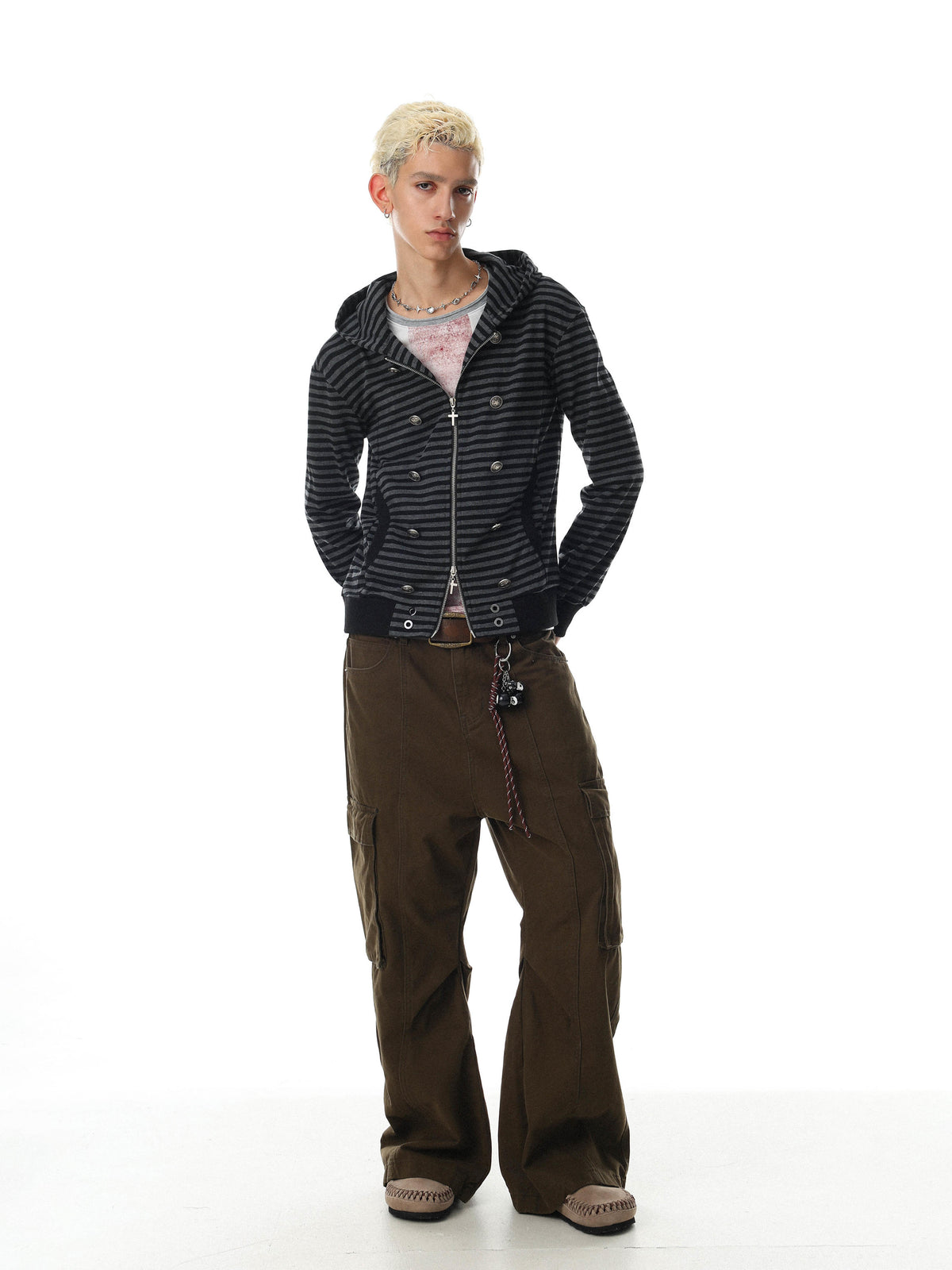 Static Crest Striped Hoodie
