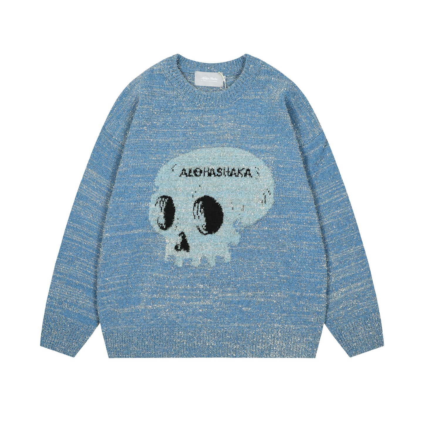 Aloha Shaka Silver Fur Skull Sweater