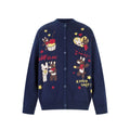 Whimsical Bear Cardigan Sweater with cartoon graphic, button front, and relaxed fit.