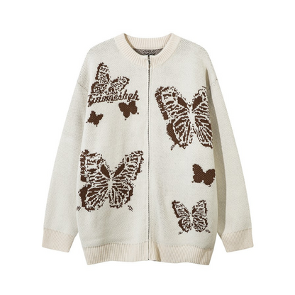 Ethereal Butterfly Zip-Up Sweater