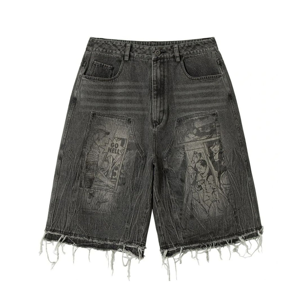 Static Comic Denim Shorts