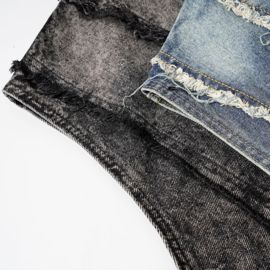 Frayed Panel Denim Vest