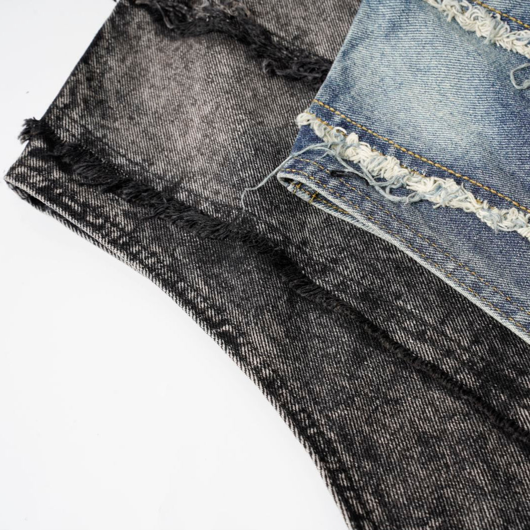 Frayed Panel Denim Vest