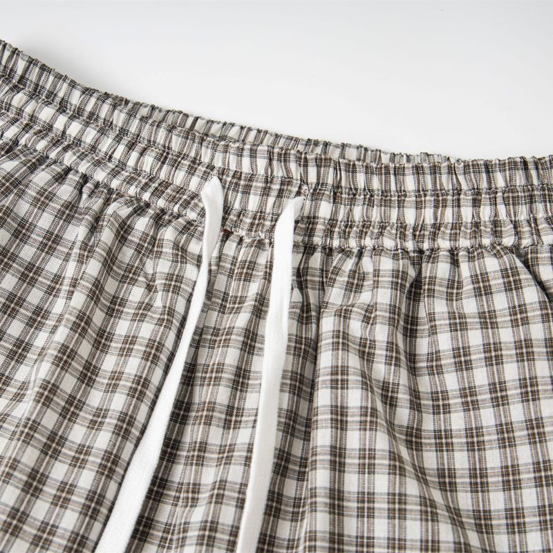 Plaid Cross-Patch Relaxed Pants