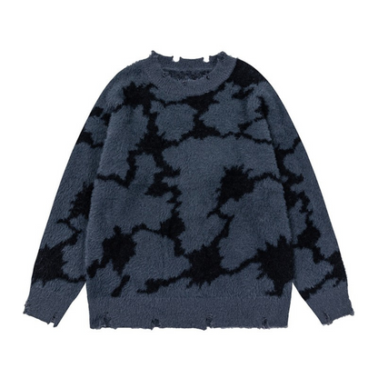 Midnight Bloom Ripped Sweater