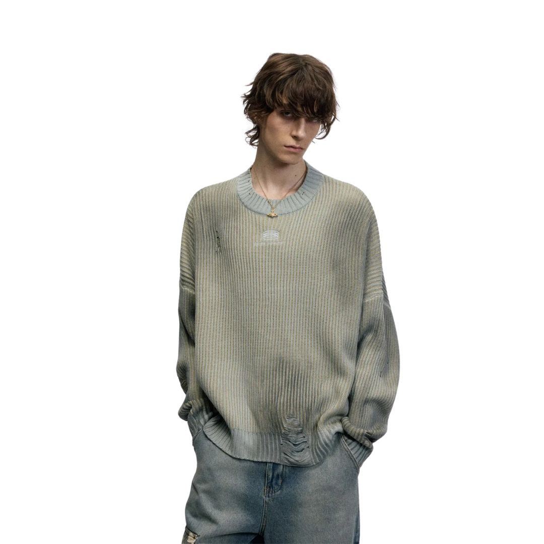 Faded Ribbed Knit Sweater - h0neybear