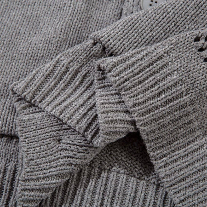 Open Knit Button Cardigan Sweater