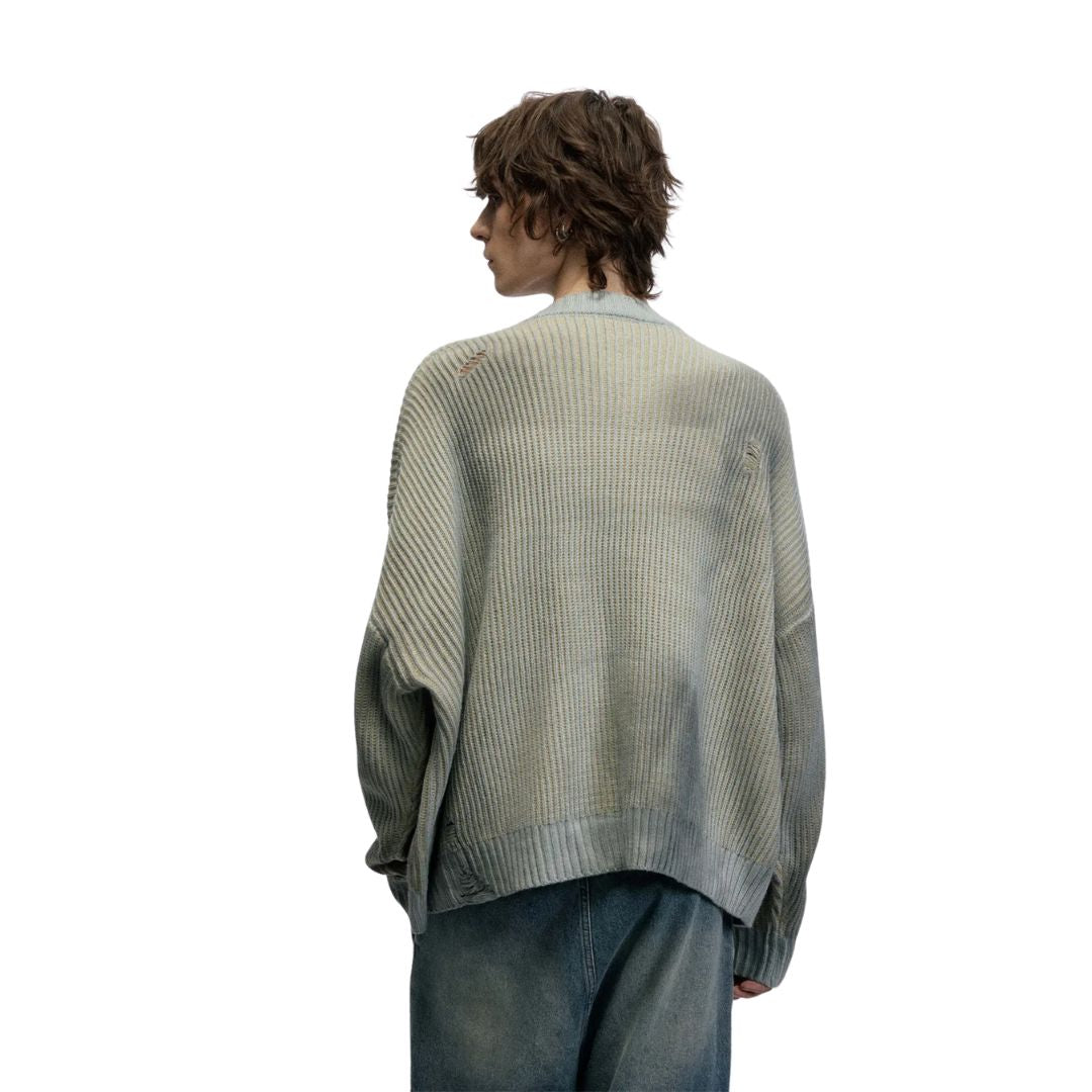 Faded Ribbed Knit Sweater - h0neybear