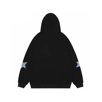 Star Patches Zip Up Hoodie 