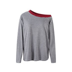 Contrast Trim Off-Shoulder Longsleeve Top