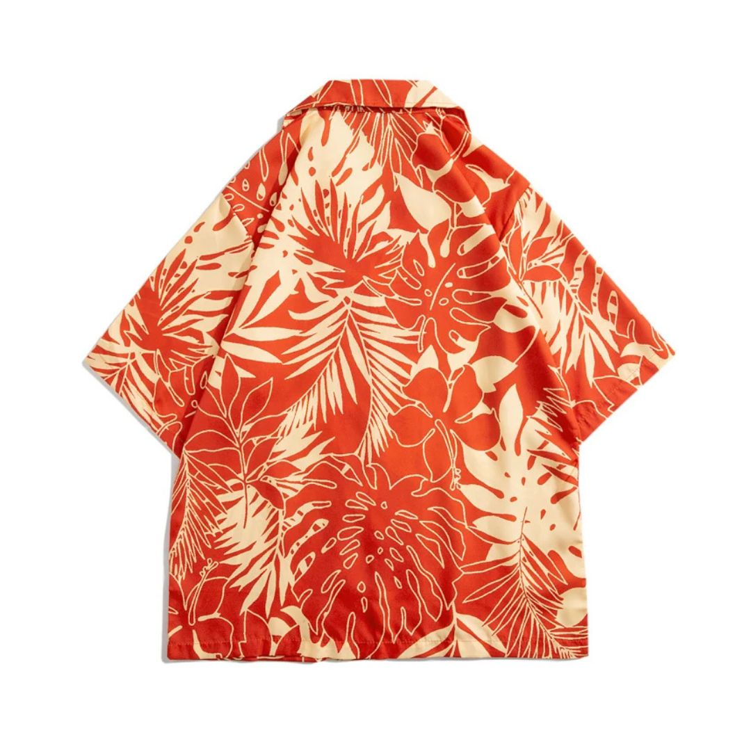 Red Palm Print Shirt - h0neybear