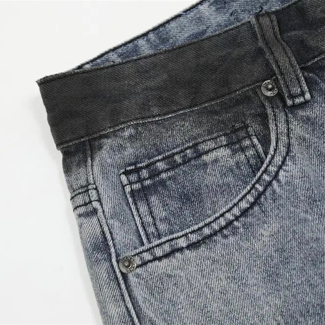 Distressed Dip-Dye Barrel Jean Pants - h0neybear streetwear jeans
