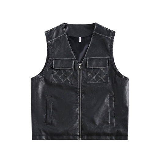 Sleek Utility Leather Vest