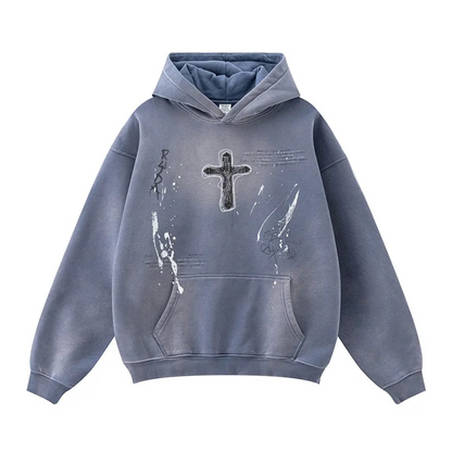 Cross Wave Oversized Graphic Hoodie