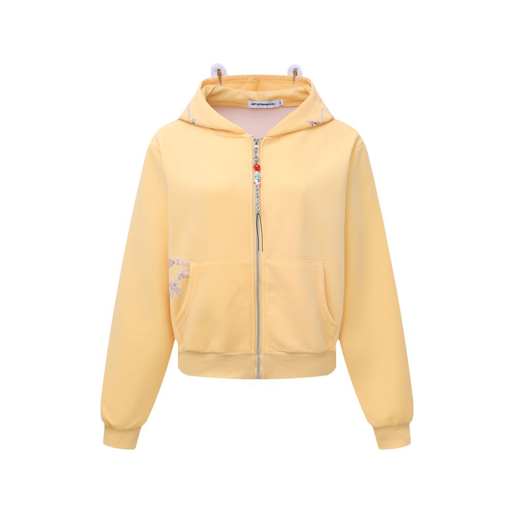 Beaded Zipper Graphic Hoodie