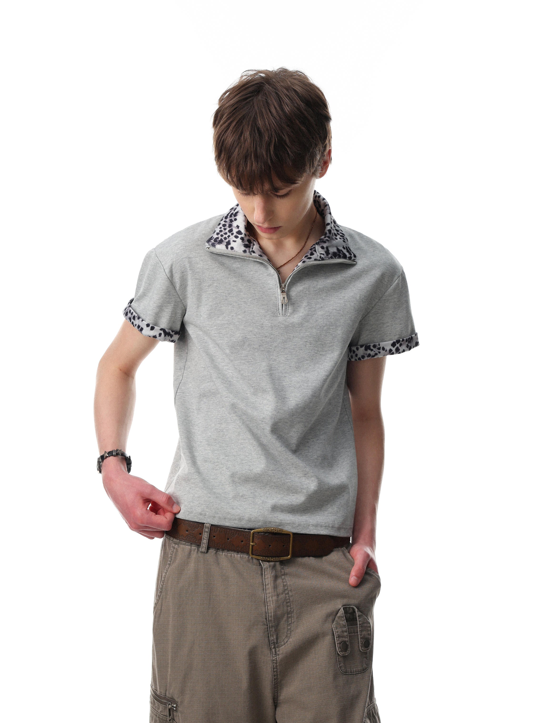 The Arctic Leopard Zip Polo T-Shirt