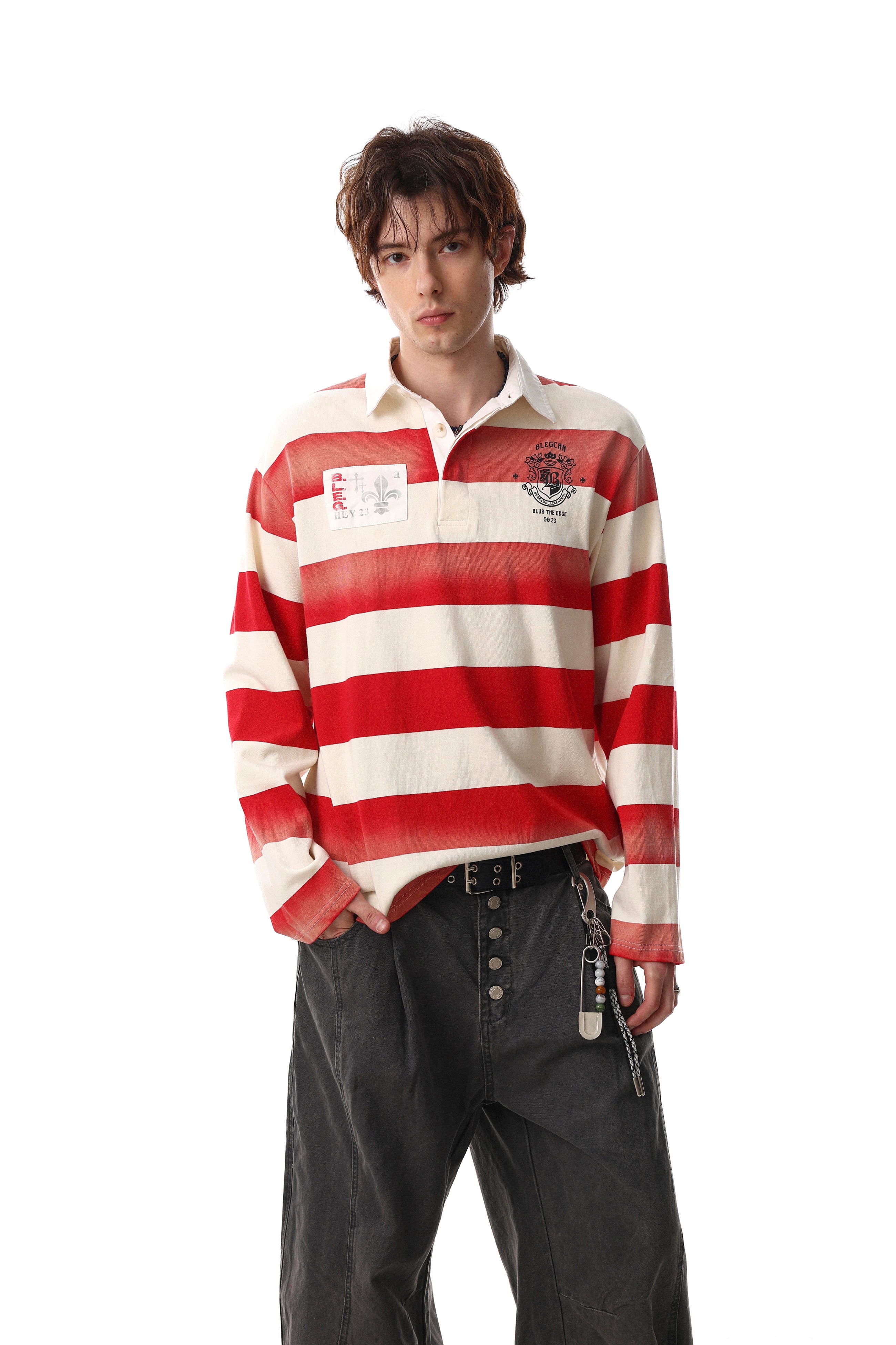 Oxford Stripe Long Sleeve Polo