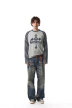 Gravecross Striped Raglan T-shirt