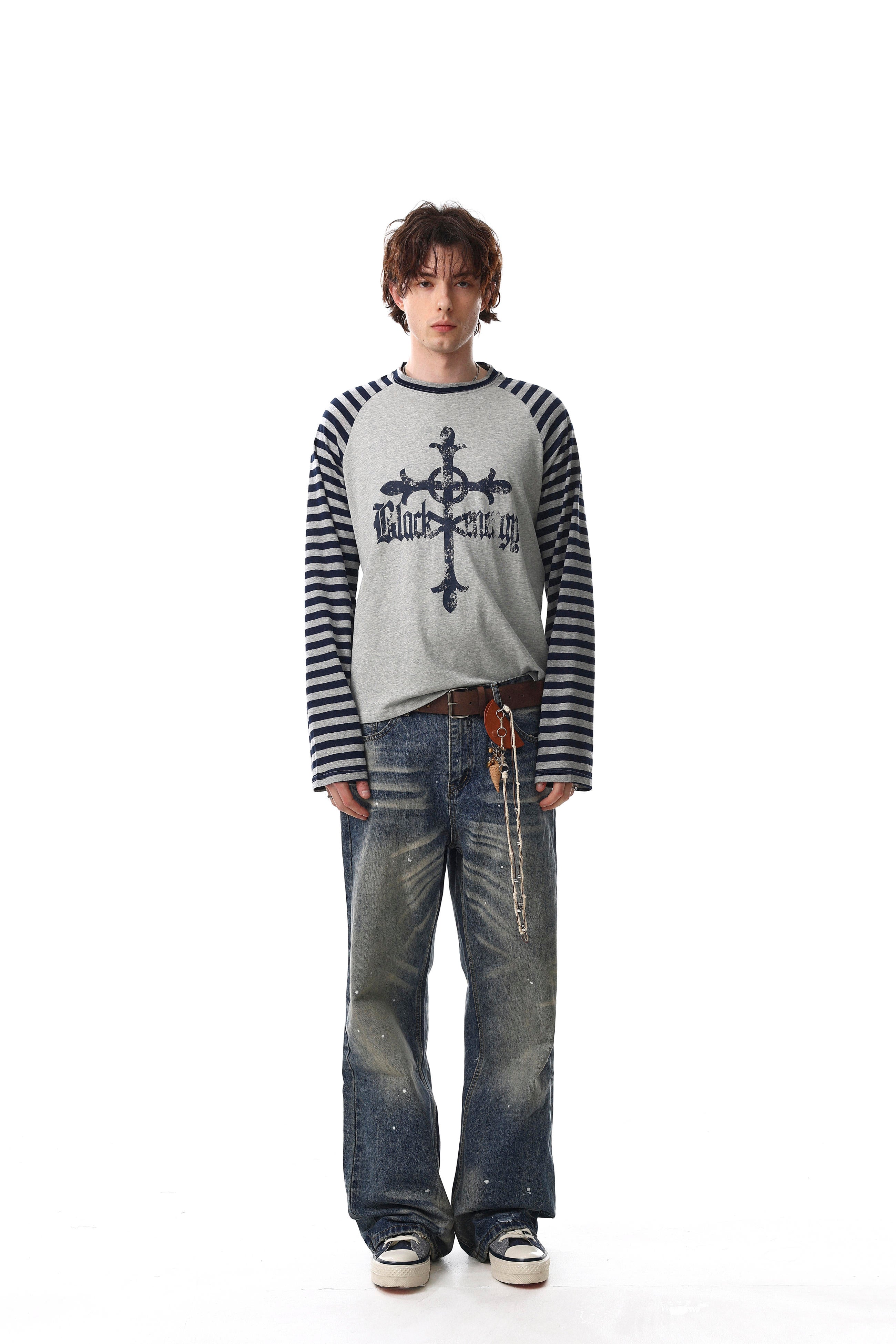 Gravecross Striped Raglan T-shirt