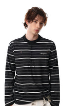 Mono Stripe Henley Long Sleeve