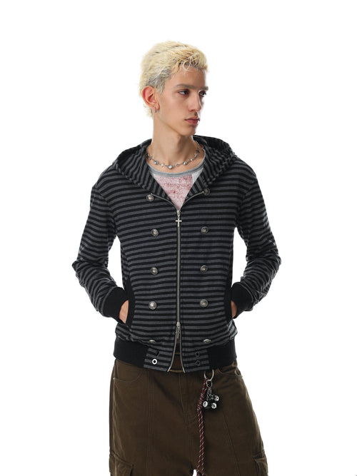 Static Crest Striped Hoodie