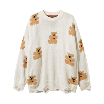 Frayed Bear Love Knit Sweater