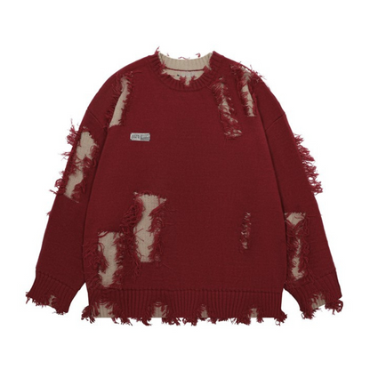 Frayed Edge Ripped Sweater