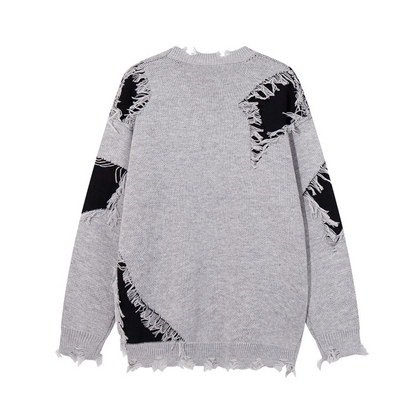 Frayed Crosses Knit Sweater