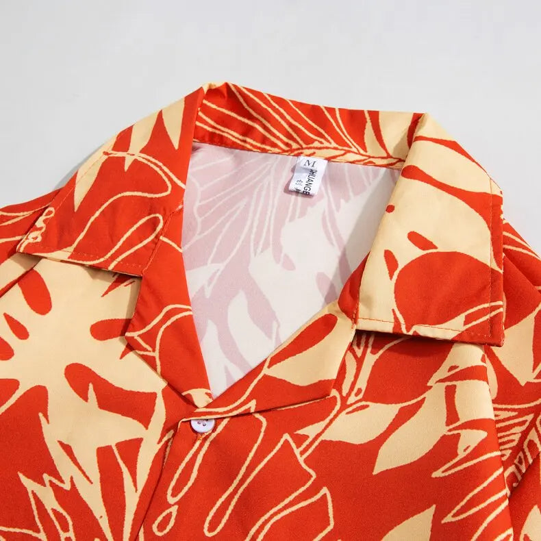 Red Palm Print Shirt