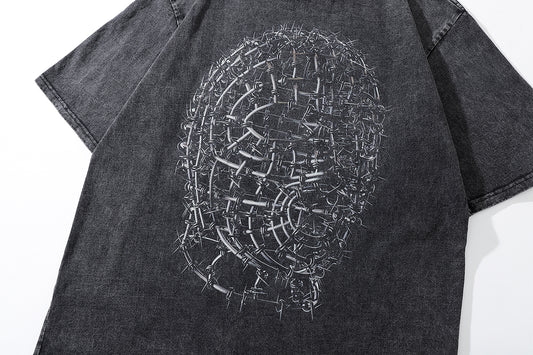 Barbed Mask T-shirt | Black Print T-shirts