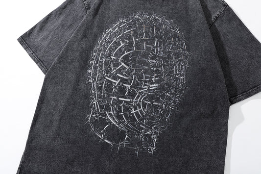Barbed Mask T-shirt | Black Print T-shirts 