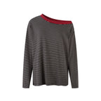 Contrast Trim Off-Shoulder Longsleeve Top