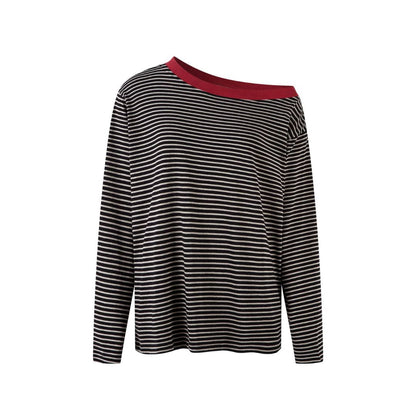 Contrast Trim Off-Shoulder Longsleeve Top
