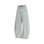 Ice Wash Panelled Barrel Jeans